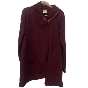 Shambhala Women's Burgundy Spacedye Asymmetrical Wrap Cowl Cardigan
